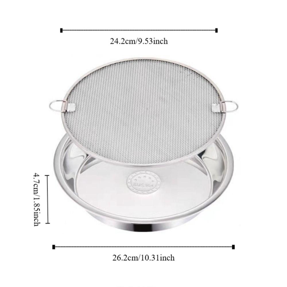 With Drainer Net Stainless Steel Oil Drain Pan Double-ear Handle Oil Drain Plate  Barbecue