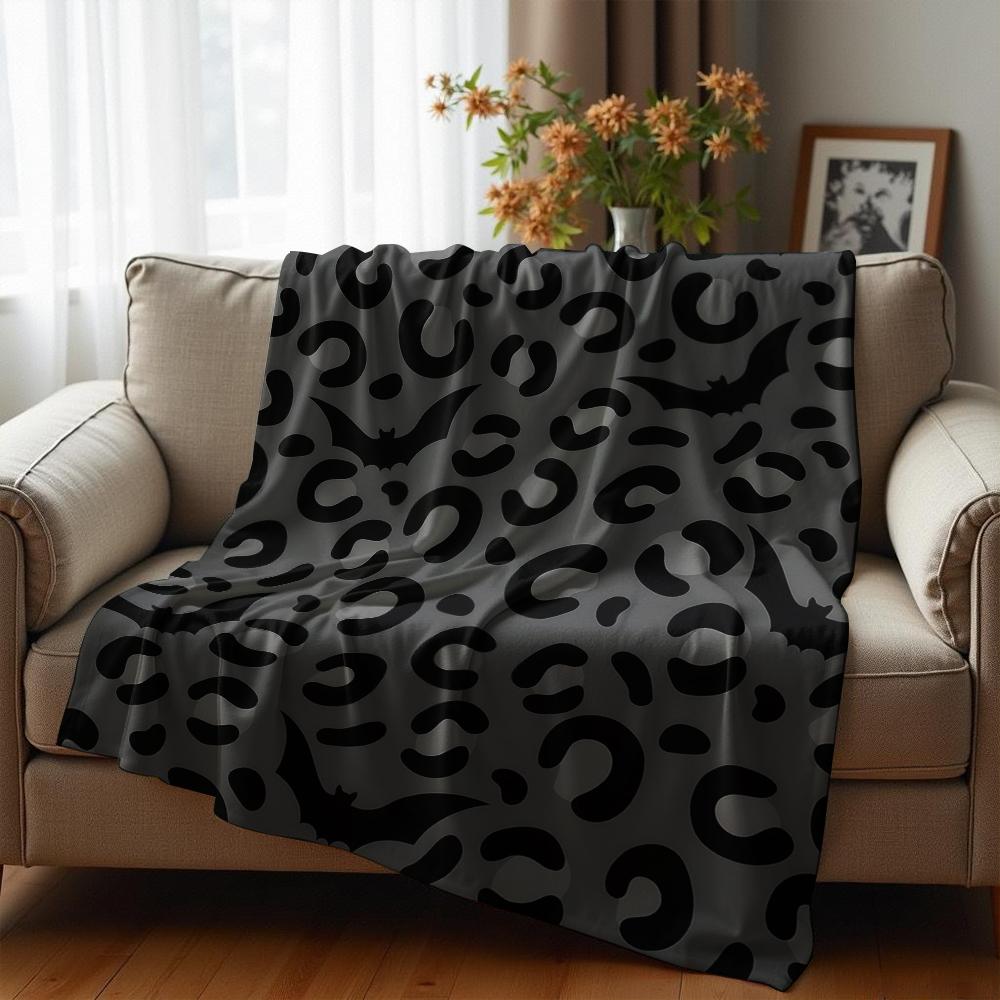 Grey Black Cat Pumpkin Soft Flannel Blanket Breathable Warm Throw for Office Car Sofa Kids Room Birthday Xmas Gift