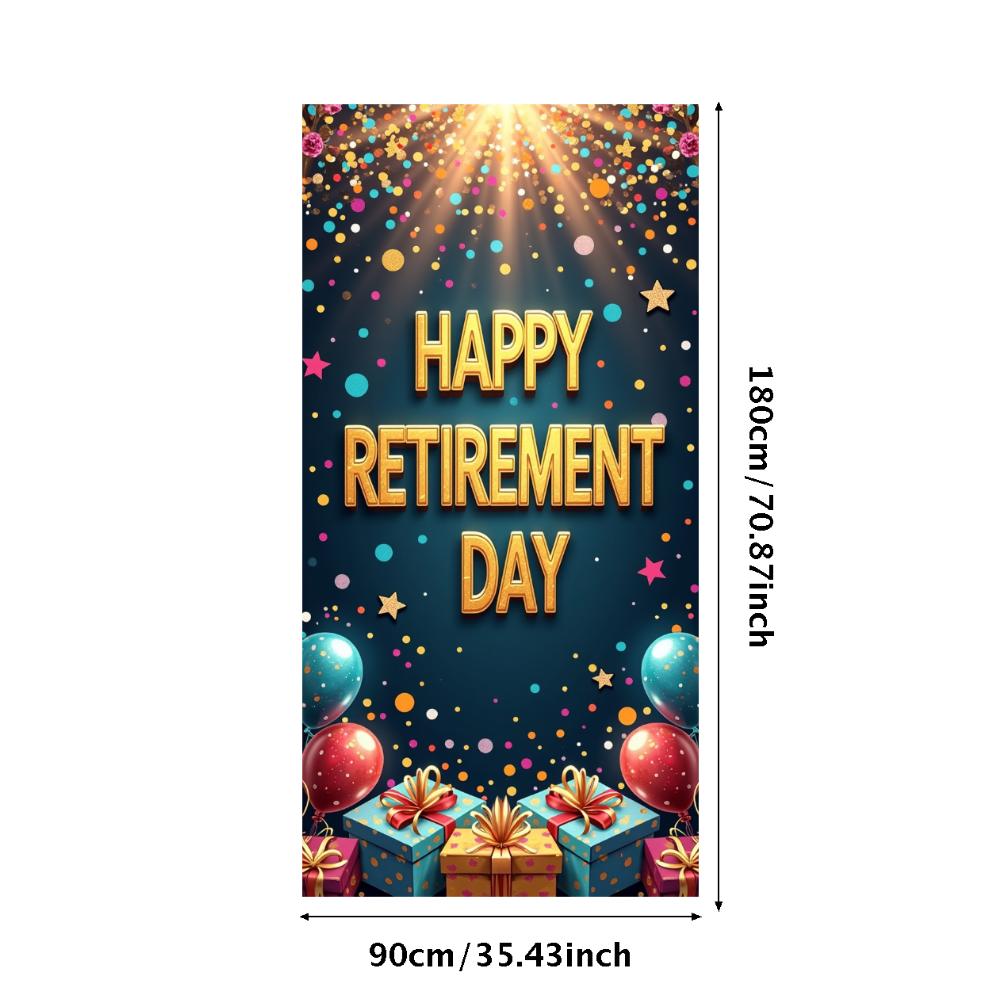 Happy Retirement Banner Balloons Retirement Theme Party Celebration Decoration Backdrop Photography Background Prop Wall Poster