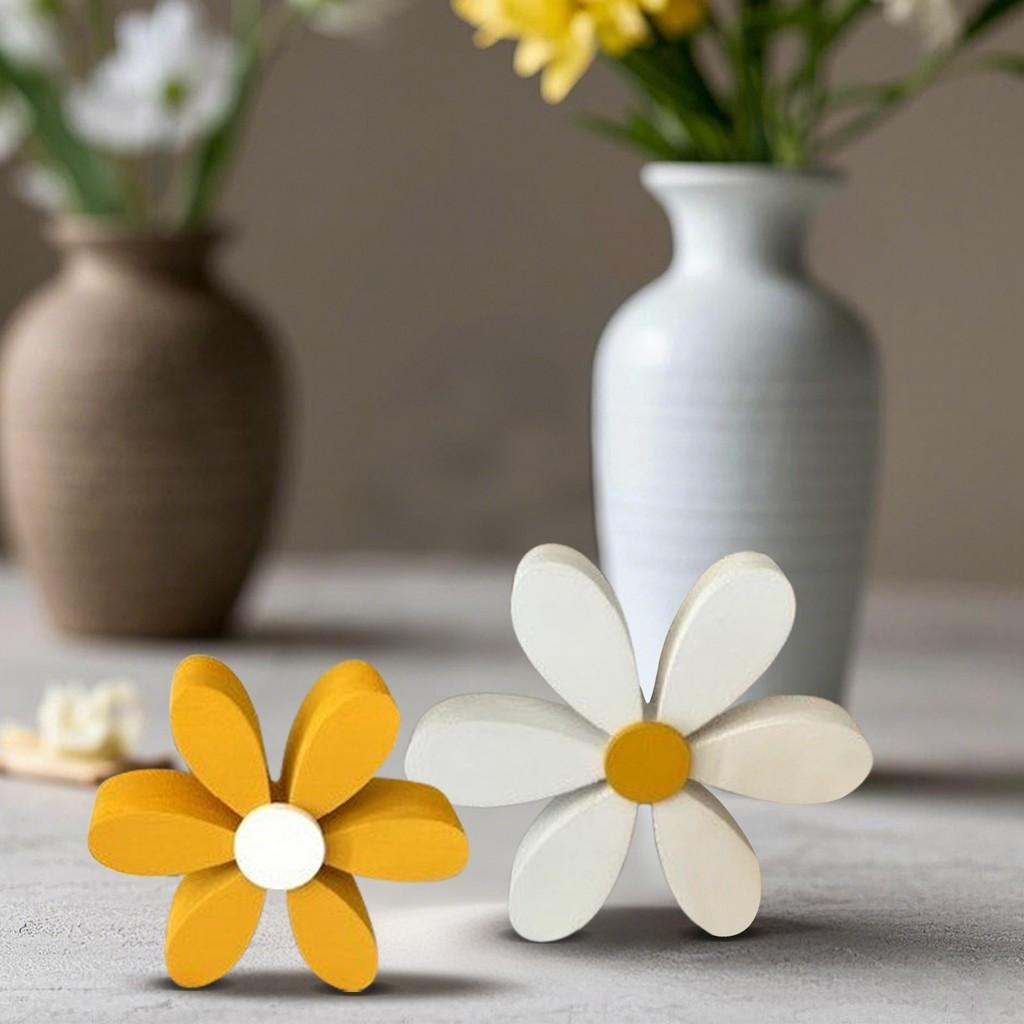 Wooden Creative Yellow White Daisy Decor Set For Spring Home Atmosphere
