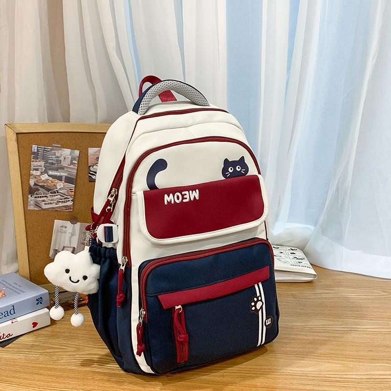 Highcapacity Girls Backpack With Contrasting Stitching And Padded Straps For School Use темно-синий
