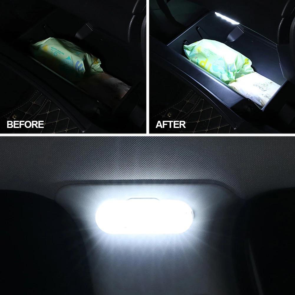 1Pcs LED Car Mini Touch Light Car Roof Magnet Camper Car Interior Lighting USB Charging Portable Auto Roof Reading Night Lamp