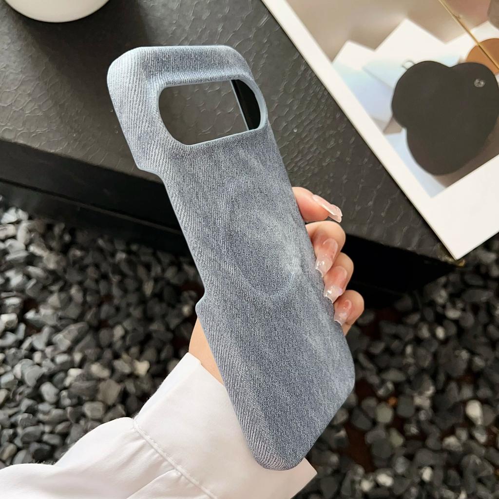 Washed Color Denim Jeans Magnetic Phone Case For Google Pixel 9 8 XL 8A 7 7A Pro For Magsafe Shockproof Frameless Cooling Cover