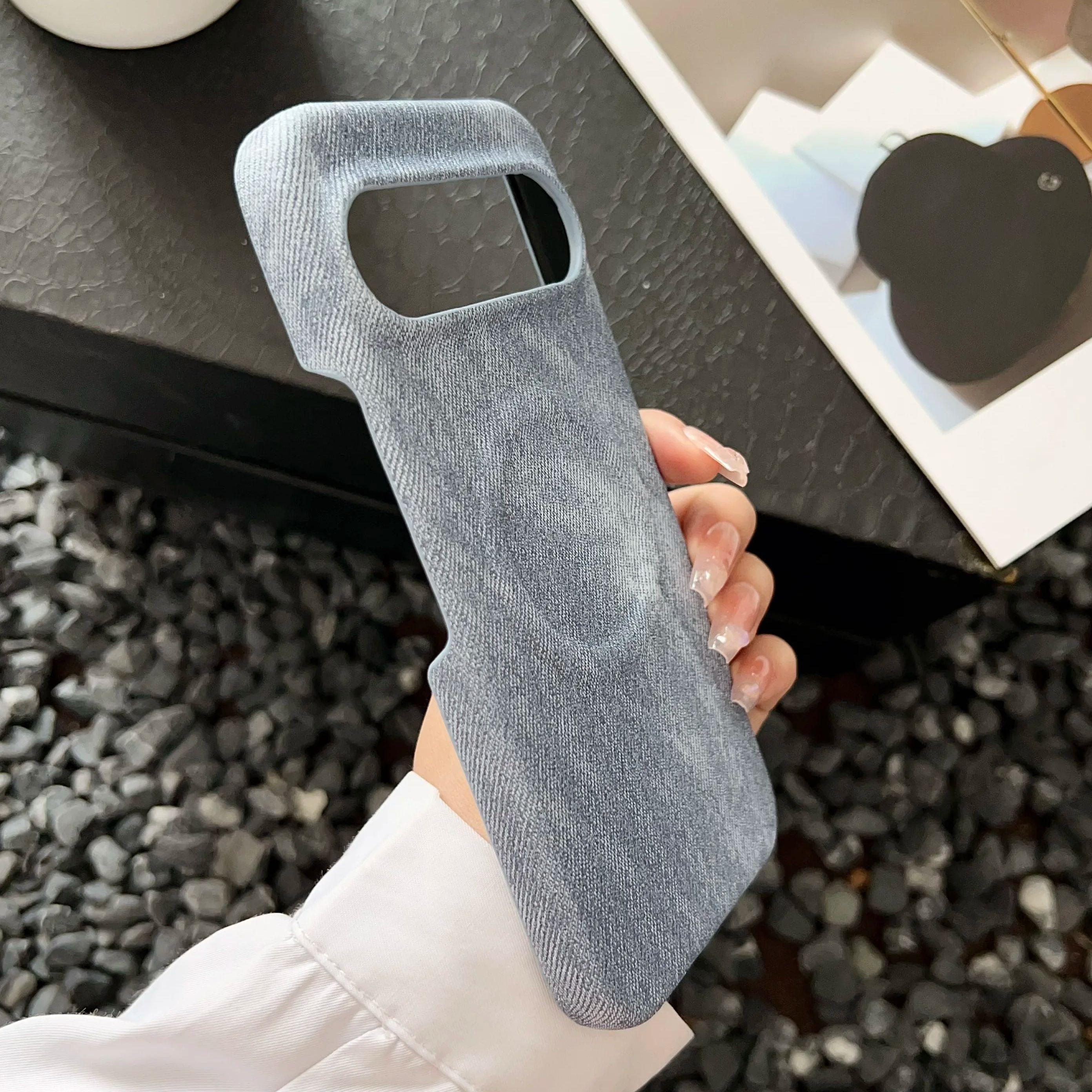 Phone Case Cswo02 Washed Color Denim Jeans Magnetic Phone Case For Google Pixel 9 8 Xl 8A 7 7A Pro For Magsafe Shockproof Frameless Cooling Cover