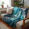 Turquoise Hibiscus Water Ring Soft Flannel Blanket Breathable Warm Throw for Office Car Sofa Kids Room Birthday Xmas Gift