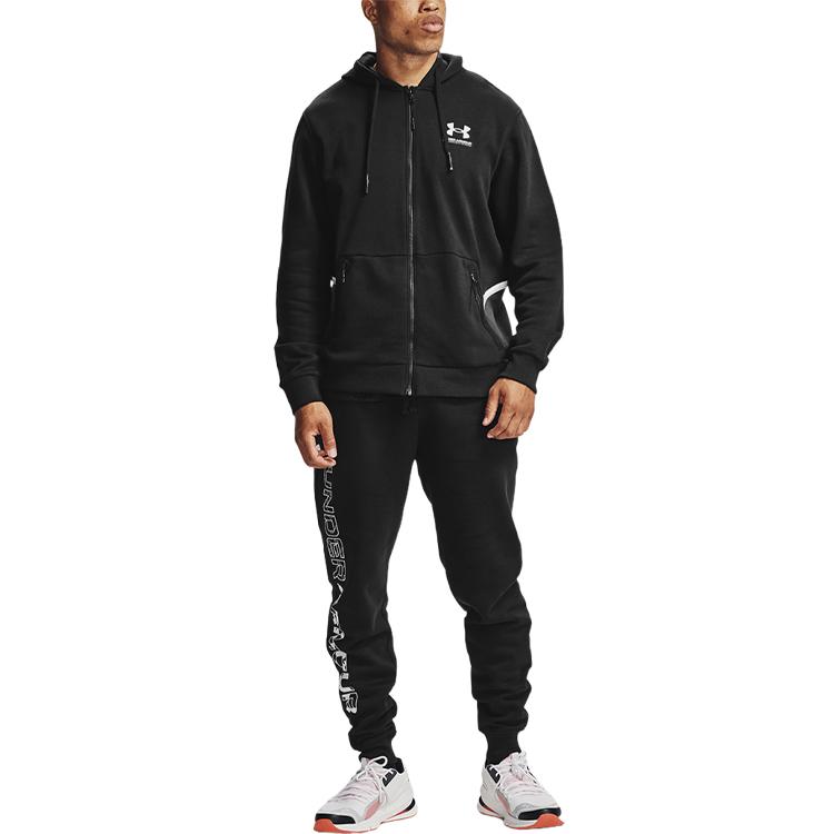 Under Armour Rival Fleece Amp Full Zip Hoodie Logo Training Jacket Men jackets Black 1357113-001