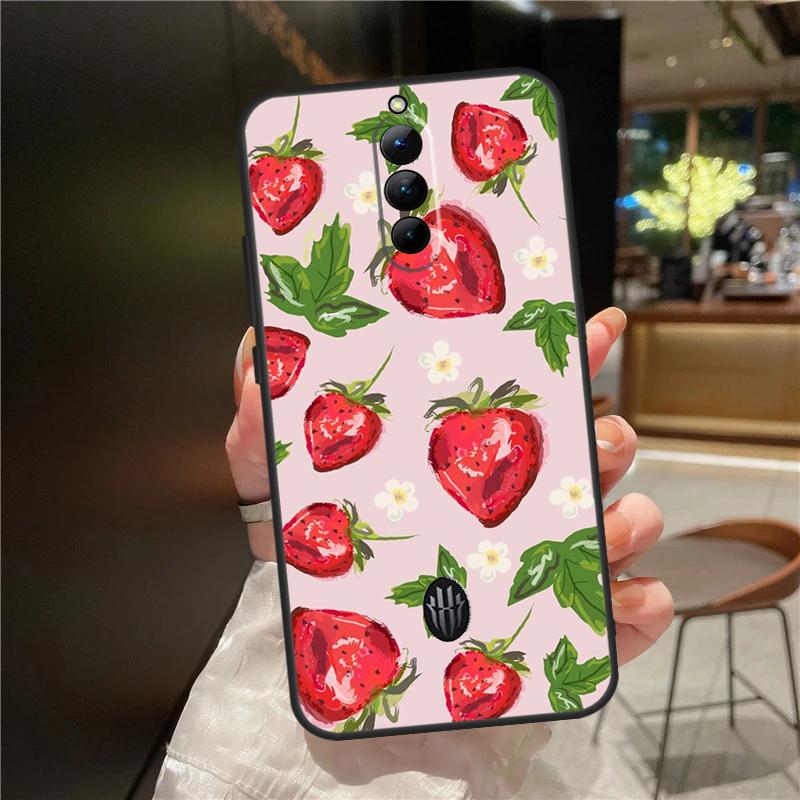 Cute Strawberry Case For ZTE Nubia Red Magic 11 10 9 8 9S 8S 10S Pro Plus 6 7 6S 7S For RedMagic 10 Air Cover