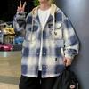 Men's Hooded Plaid Cotton Jacket - Spring/Autumn/Winter Workwear for Youth Students