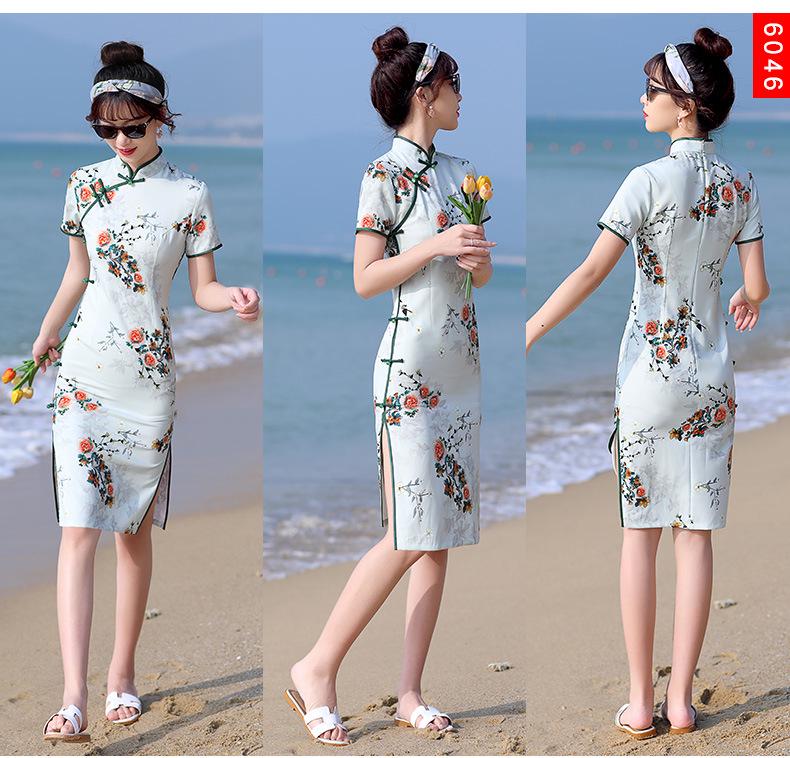 Robe Cheongsam Rétro Stretch Quadridirectionnel Moyen Simple Couche 2025