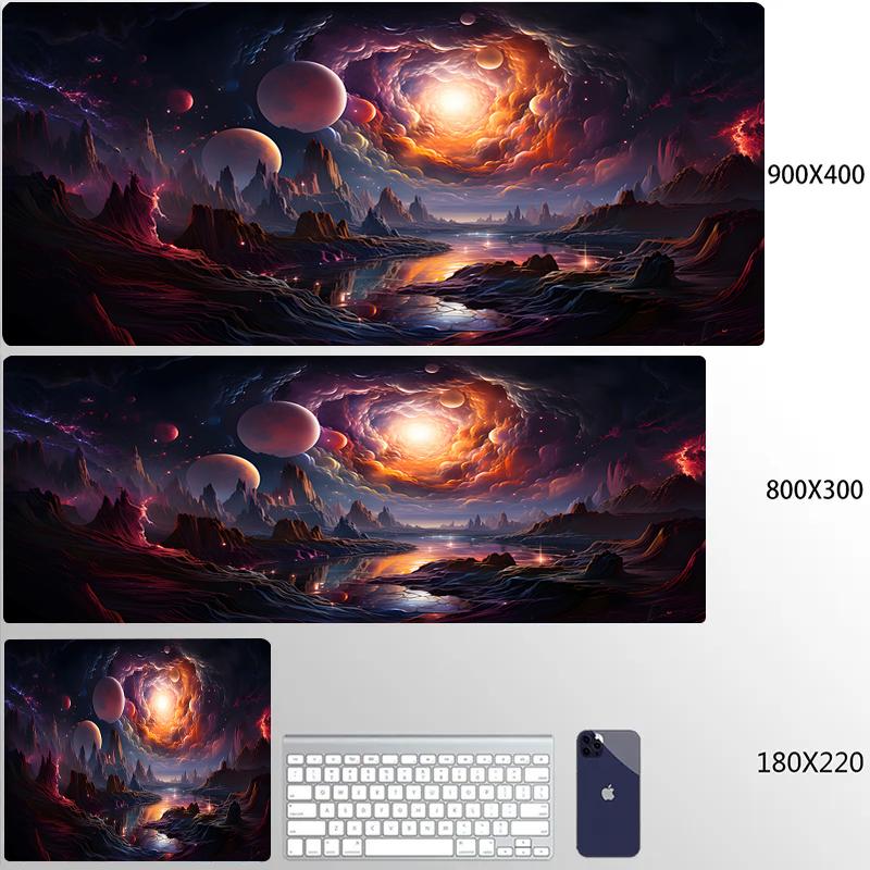 Pink Purple Clouds Aurora Beautiful Scenery Mouse Pad Computer Mat Deskpad Laptop Keyboard Mat Office Large Landscape Mousepad