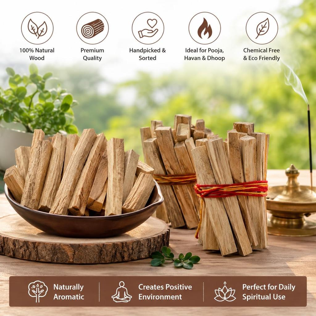 Hawan & Pooja Samagri | Premium Lakdi for Yagya, Dhoop, Temple Rituals & Spiritual Ceremonies | Chemical-Free Wood Sticks | 1 Kg