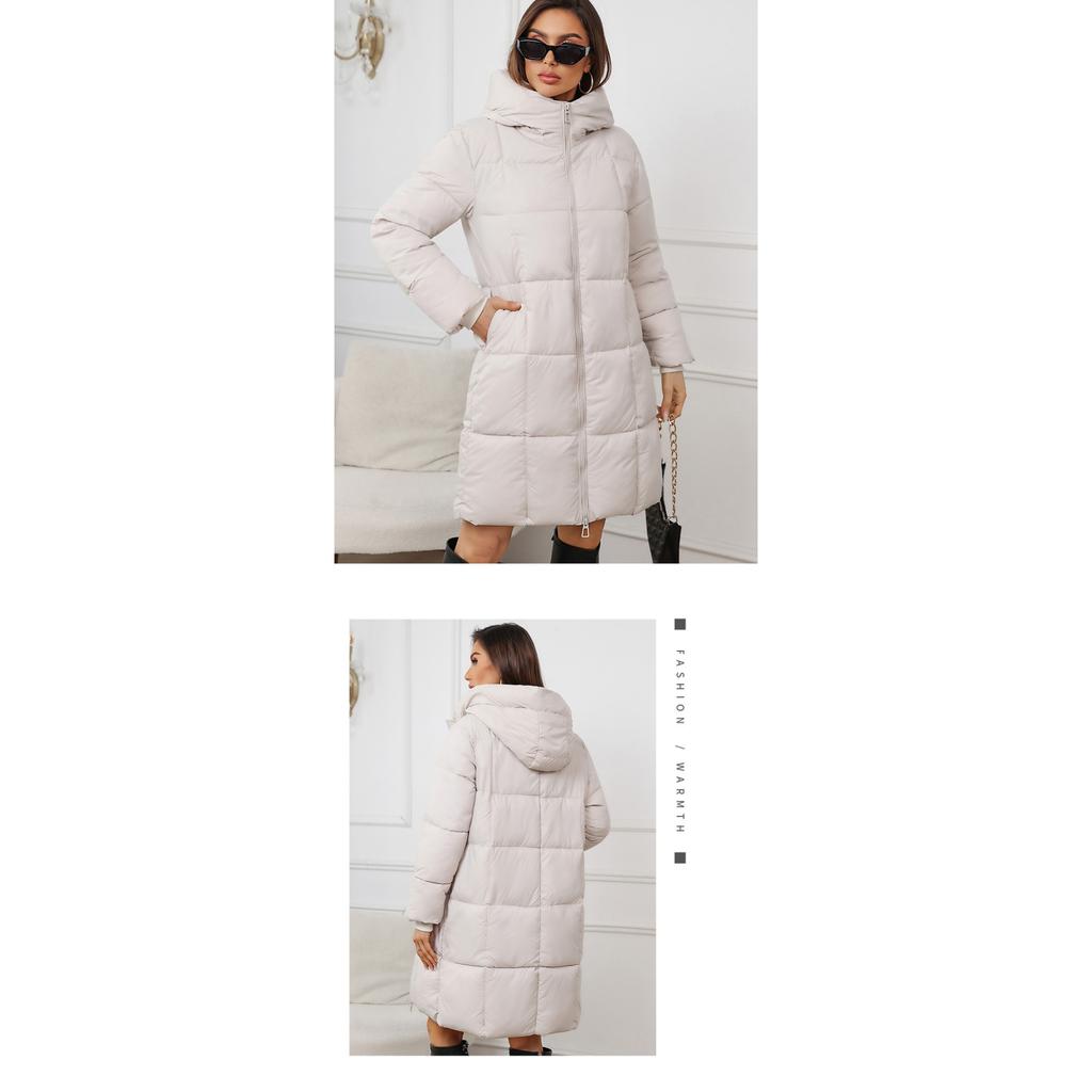 2025 Winter Damen Kapuzenparka, Mittellang Slim Fit Thermobaumwollmantel mit Daunenfüllung, Warme gefütterte Winterjacke für kaltes Wetter