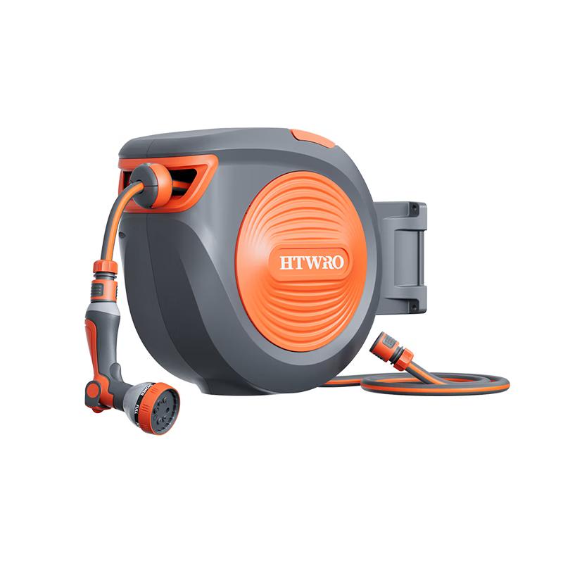 HTWRO Wall-Mounted Auto-Retracting Garden Hose Reel