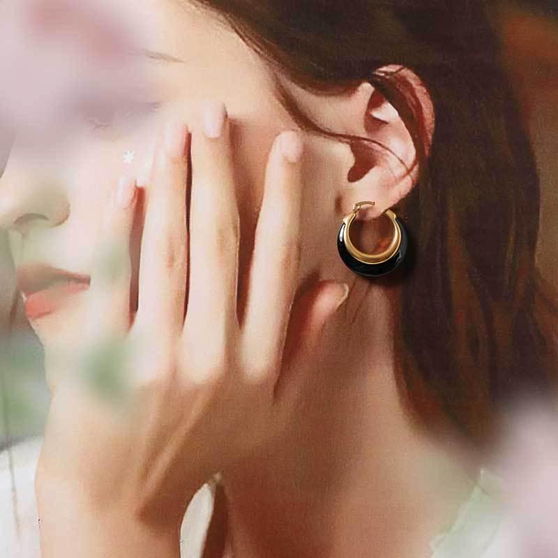 Retro Epoxy Circle Enamel Earrings: Fashionable, High-end & Versatile