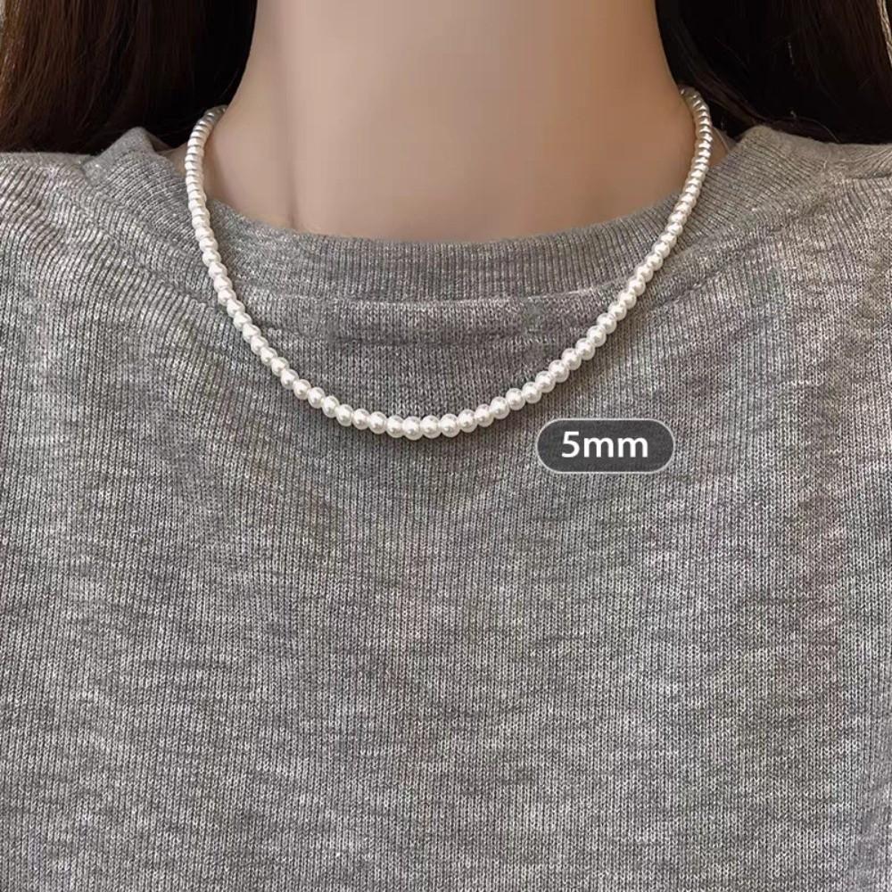 Beads Gray Pearl Necklace Imitation Clavicle Chain New Beaded Choker  Women