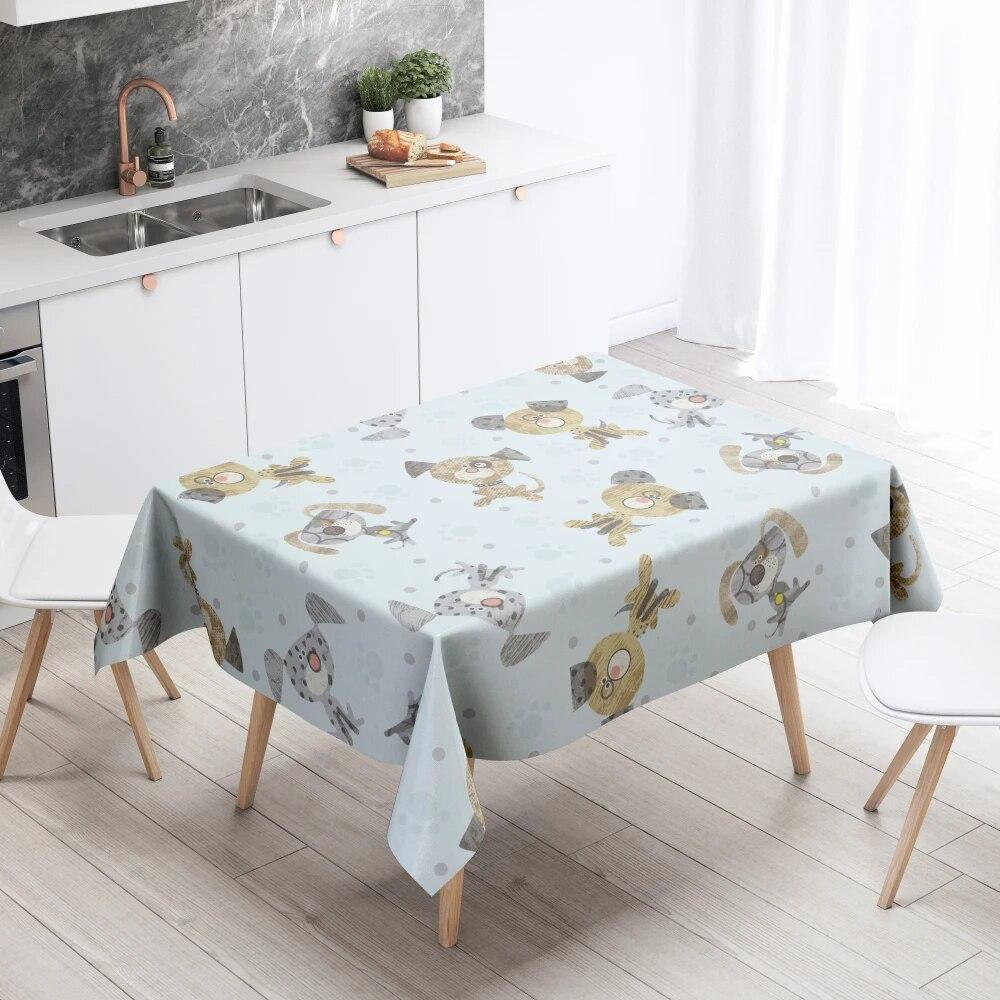 Cartoon Animal Tablecloth Home Decor Stain Resistant Waterproof Table Decoration Rectangular Kitchen Fireplace Countertop