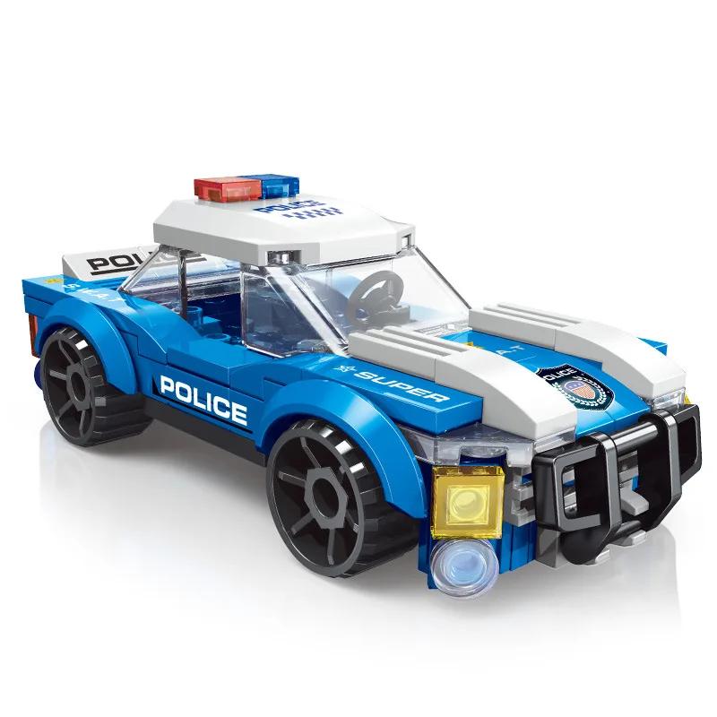 City Patrol Police Motorcycle Car Pursuit Prisoners Model Building Blocks Enlighten Action Figure Toys For Children