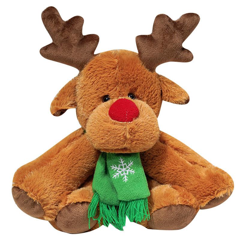 Pluszowy Renifer Rudolph z Czerwoną Szalik dla Dzieci i Kolekcjonerów