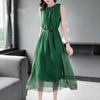 Elegant Waist-Cinching Sleeveless Chiffon Dress - Summer 2026 Collection