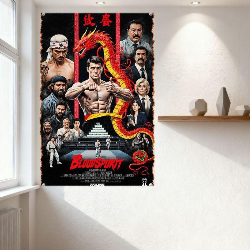 Bloodsport Retro Filmový Kovový Plechový Značka Jean-Claude Van Damme Dračí Postoj Vintage Umělecký Plakát pro Pánskou Jeskyni Bar Domácí Dekorace