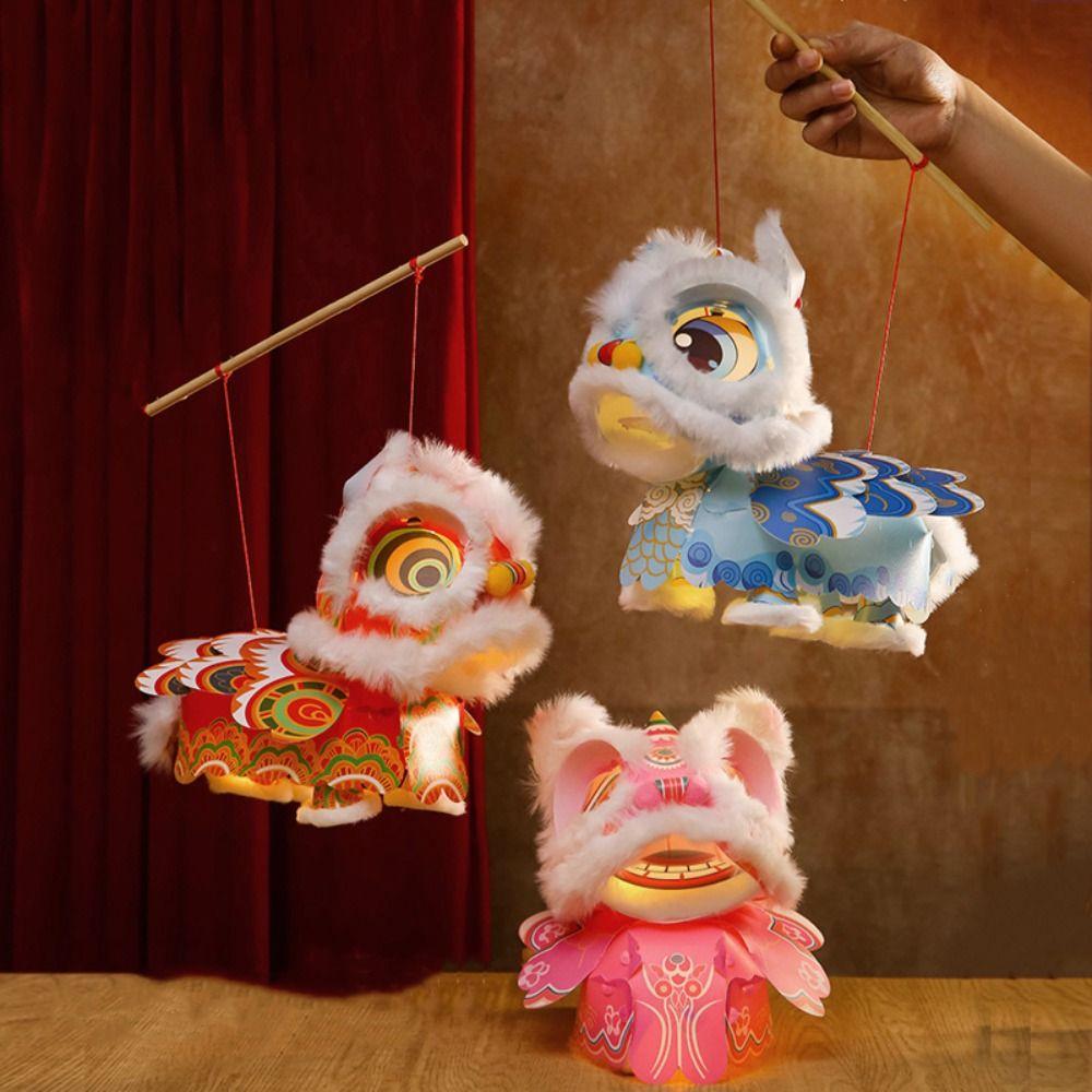 Year of The Horse Lion Dance Lantern Chinese Style Ancient Luminous Lantern  Spring Celebration