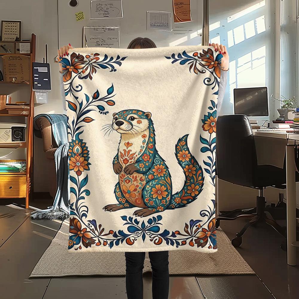 1PC Retro animals Print Flannel Blanket, High quality Comfortable for All Seasons, Home Decor, Warmth and Comfort