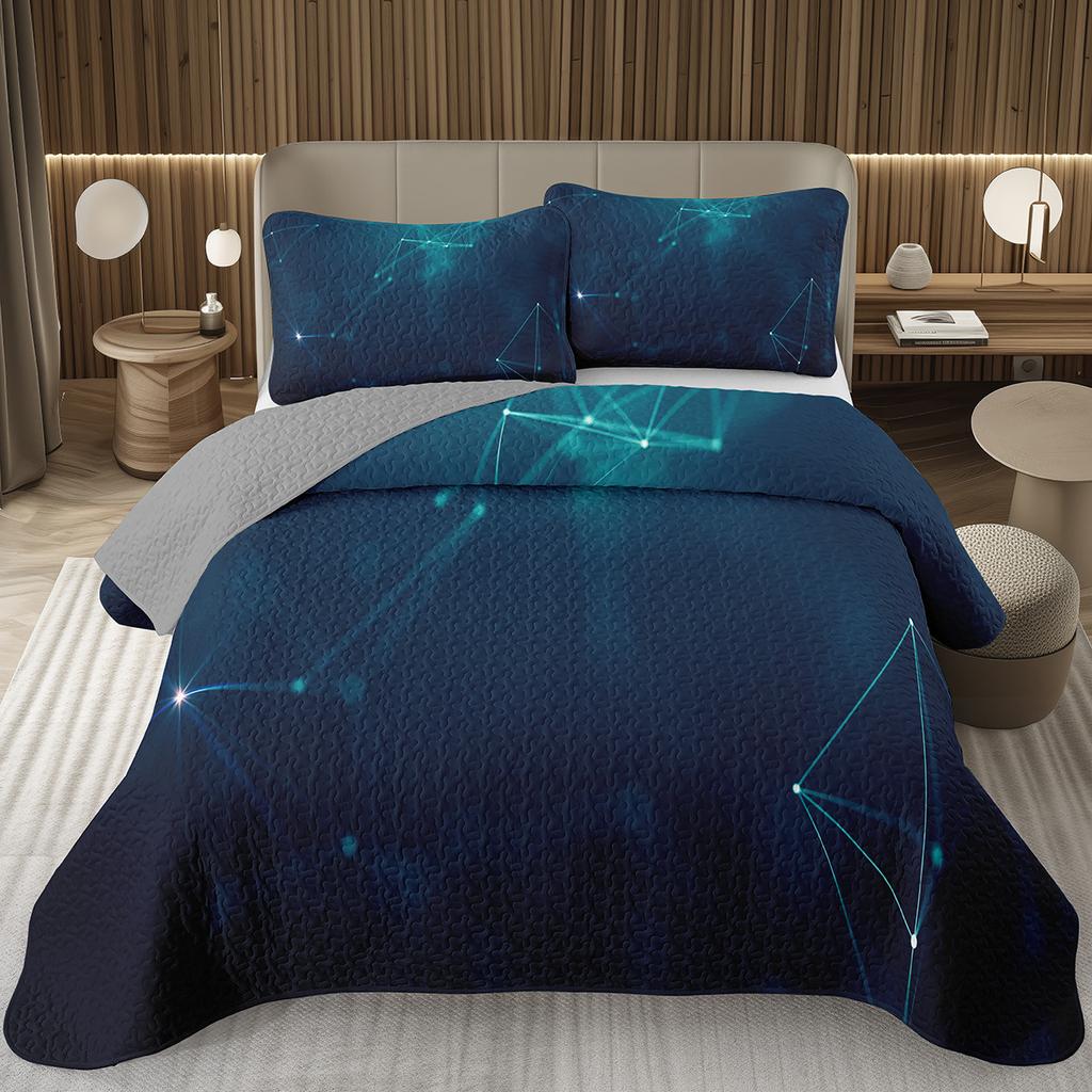 Rainbow Line Twin Queen Bedspread Colorful Abstract Geometric Quilted Bedding Set Bohemian Geometric Reversible Printed Coverlet