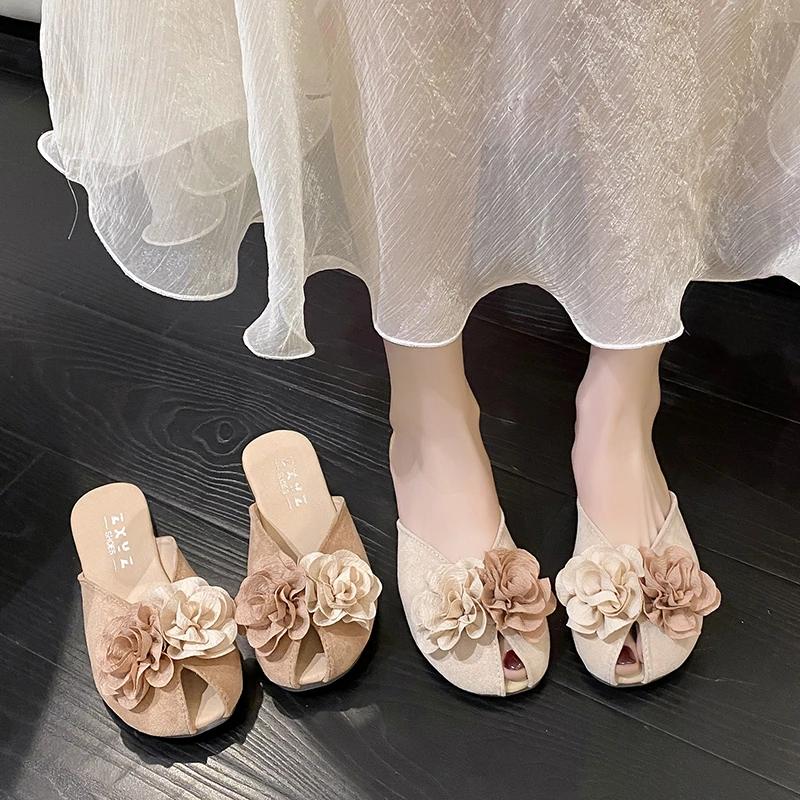 Fashion 2024 Fashion Women's Shoes Closed Toe Women's Slippers Autumn Solft Sole Flowers Mixed Colors Flat Casual Comfortable Slippers