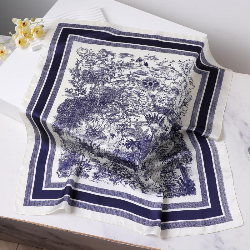 Silk Women's Square Scarf - Chinese Style Headscarf for Spring, Summer, Autumn - Neck Protection & Warmer - Elegant Thin Mom Style