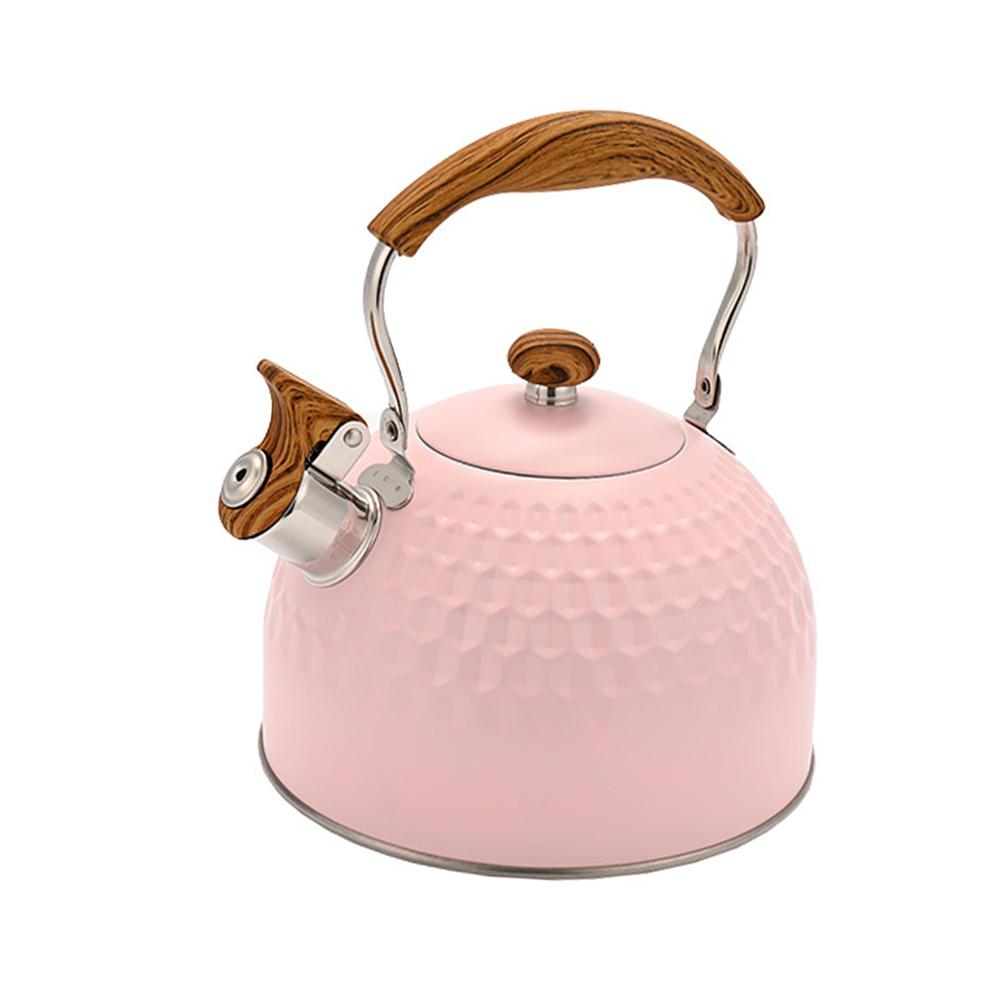 2.5 Quart Whistling Tea Kettle For Stove Top Food-grade Stainless Steel Silicone-coated Wood Handle Spout Cover Fast Heating