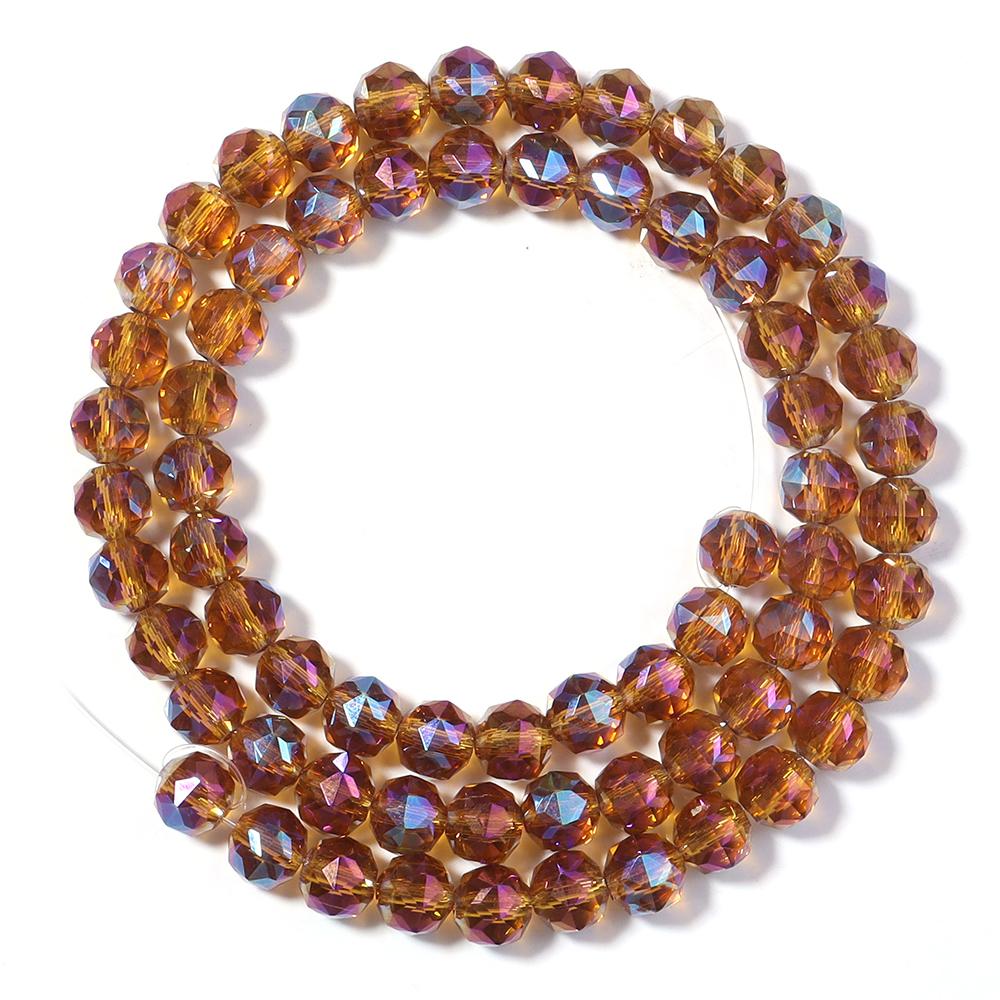 1 Strand 8mm Faceted Crystal Beads Transparent Colored Loose Spacer Round Glass Beads DIY Earrings Bracelet Jewelry Accessories
