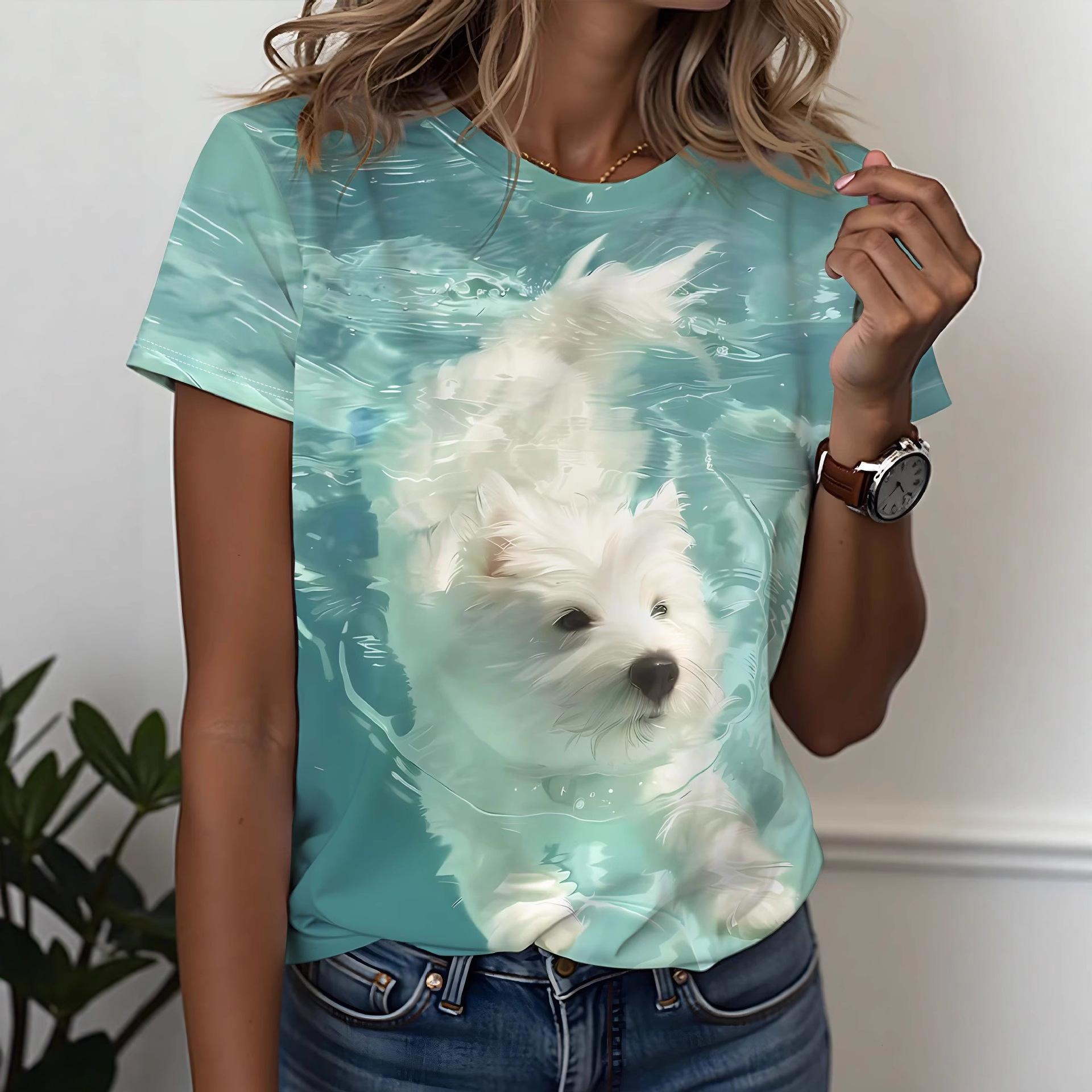 Женская футболка с принтом милой собаки S