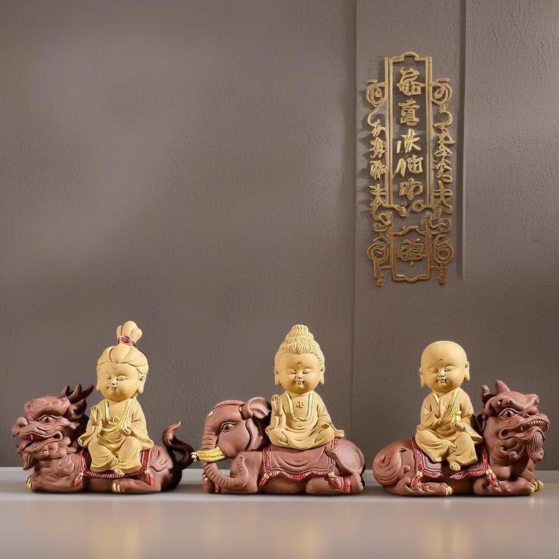 Keramik Buddha Sakyamuni Guanyin Ksitigarbha Statue Handbemalt Keramik Buddha Statue Feng Shui Reichtum & Frieden Heimdekor