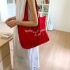 Solid Color Canvas Totes Bag Casual Large Capacity Letters Shoulder Bag College Student Versatile Women's Handbag Commuting