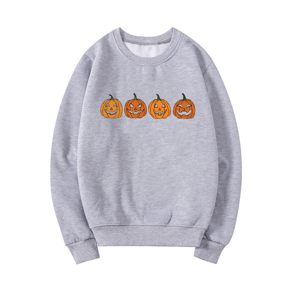 Couple Halloween Evil Pumpkin Head Sweater, Funny Print Fashion Party Hoodie