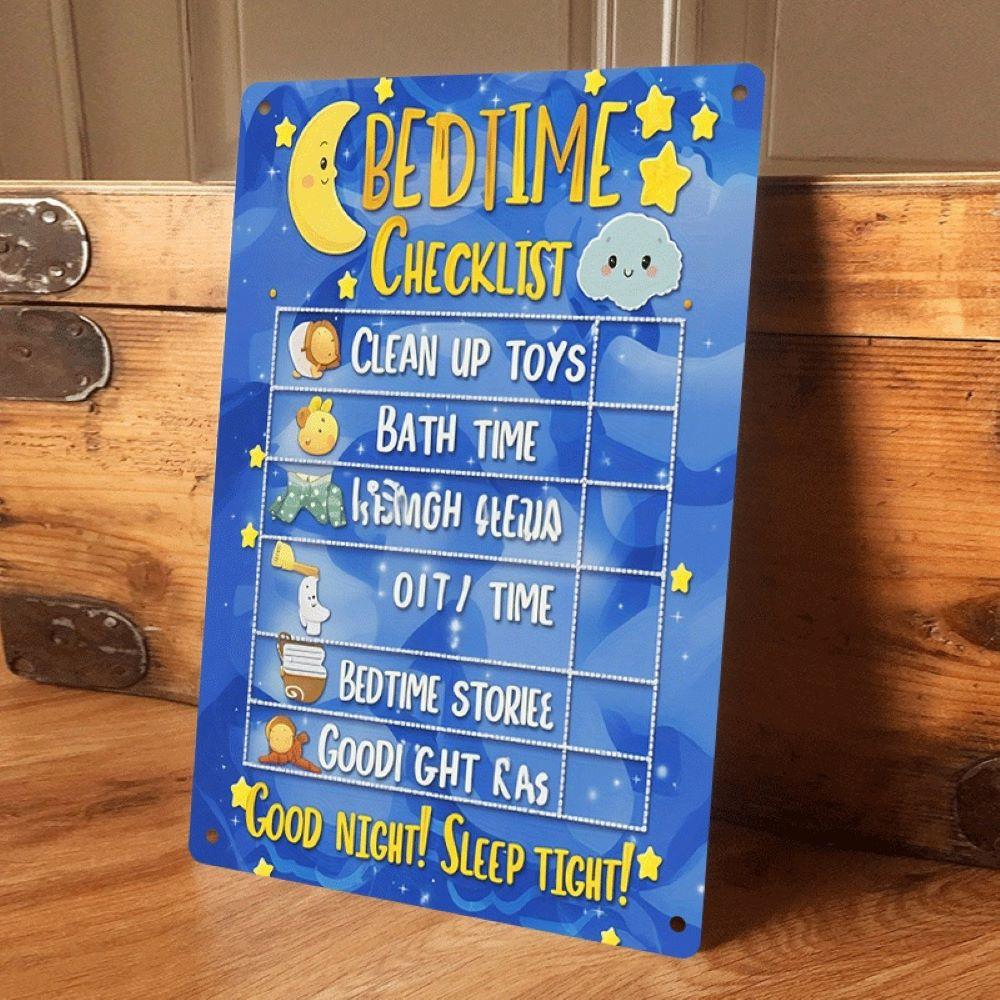 

1 item: Children s room decorative tin painting, cartoon animal bedtime task list plaque, early education tool for cultivating b (as the picture,20x30cm)