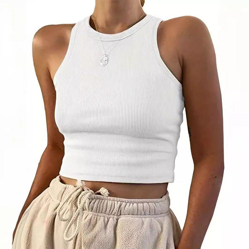 Solid Color Underwear Top Minimalist Summer Fashion Ins Versatile Women's Clothing Exercise Sleeveless Skinny Short Vest for Women
