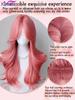 XIYUE orange pink wig Long Wavy Synthetic Wigs Middle Part Natural Wave Wig Heat Resistant Cosplay Party Daily Hair Wig for