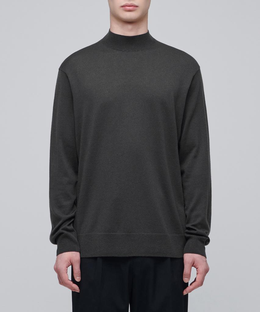 MUSINSA STANDARD Merino Wool Blend High Gauge Mock Neck Knit [Gunmetal]