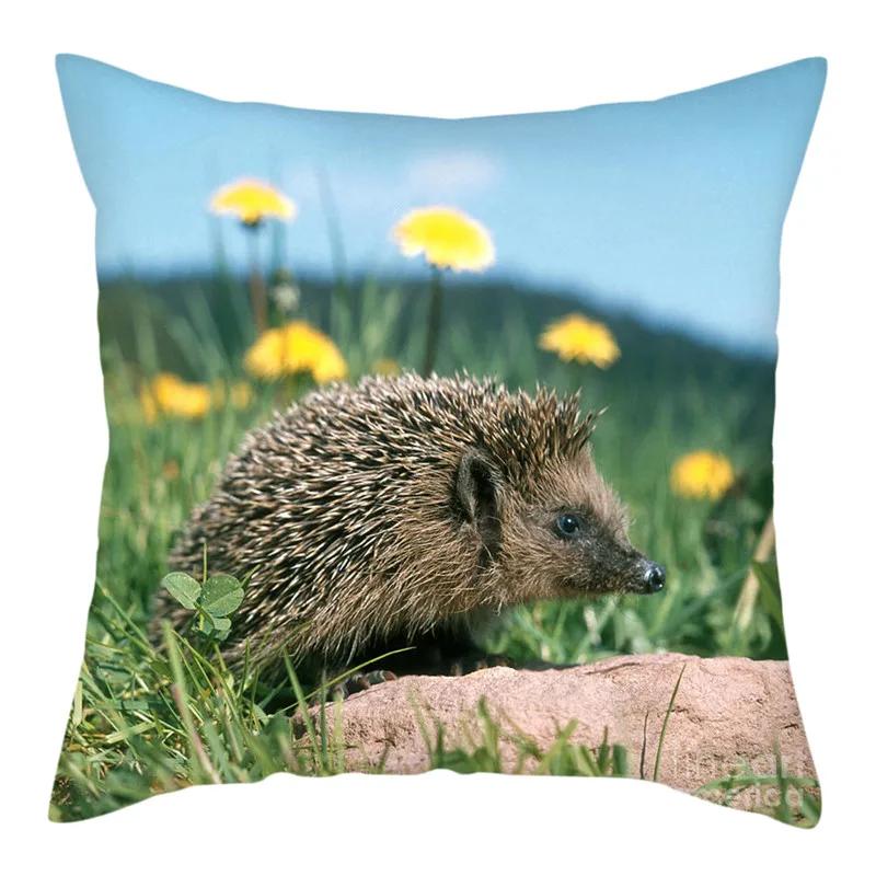 Hedgehog Printed Polyester Pillow Cover Cushion Cover Animal Decorative Throw Pillowcase For Home Sofa Decorative 45X45Cm