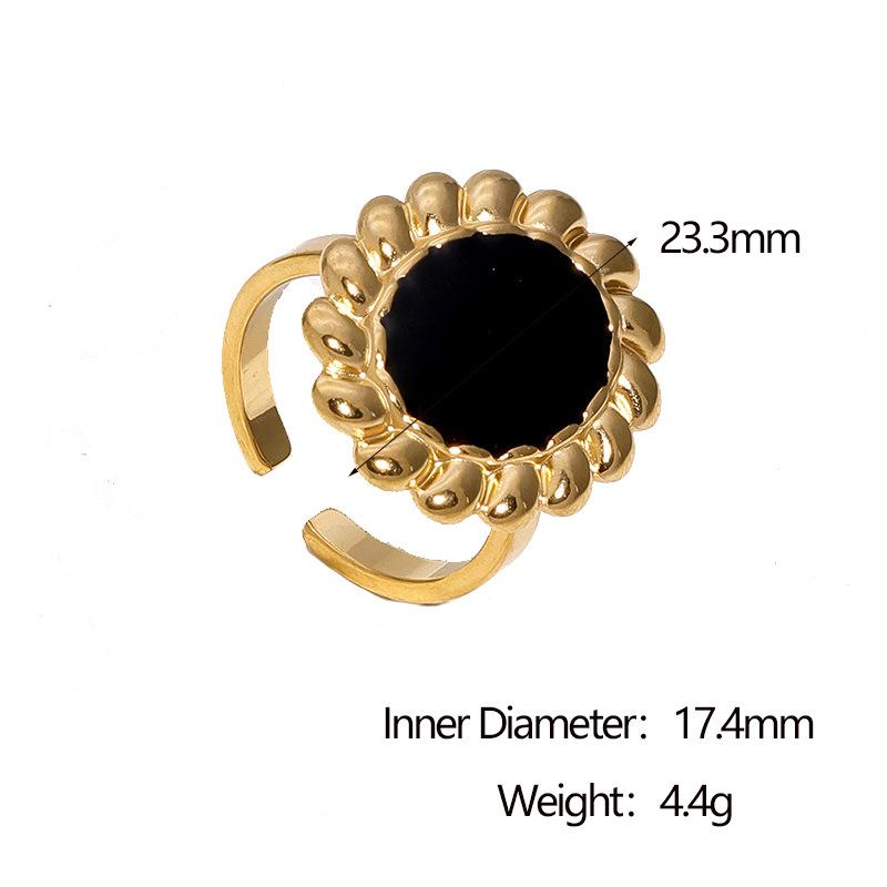 Stainless Steel Sun Flower Red Drip Oil Rings for Women Men Niche Personality No Fading Opening Rings Party Jewelrty Accessories