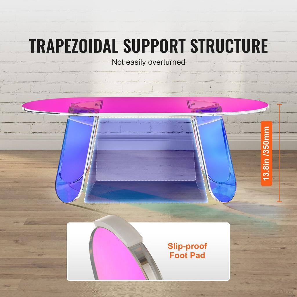 Acrylic Coffee Table, Iridescent Acrylic End Table, 13.8 Inch High Colorful Acrylic Side Table, for Coffee, Drink, Food, Snack Used In Living Room,