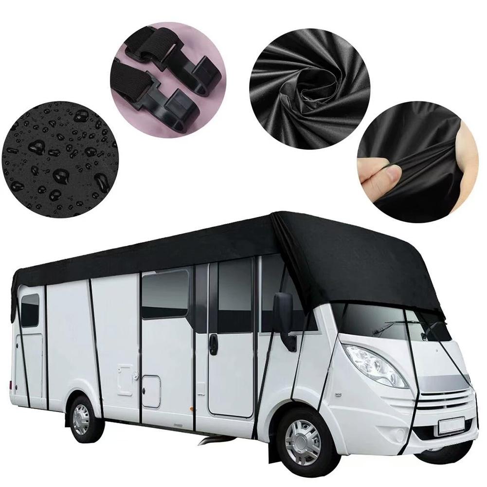 210D Oxford Cloth RV Roof Protective Cover Black Foldable Sunscreen RV RV Cover Resistant Roof Waterproof Supplies 16.4ft*9.84ft