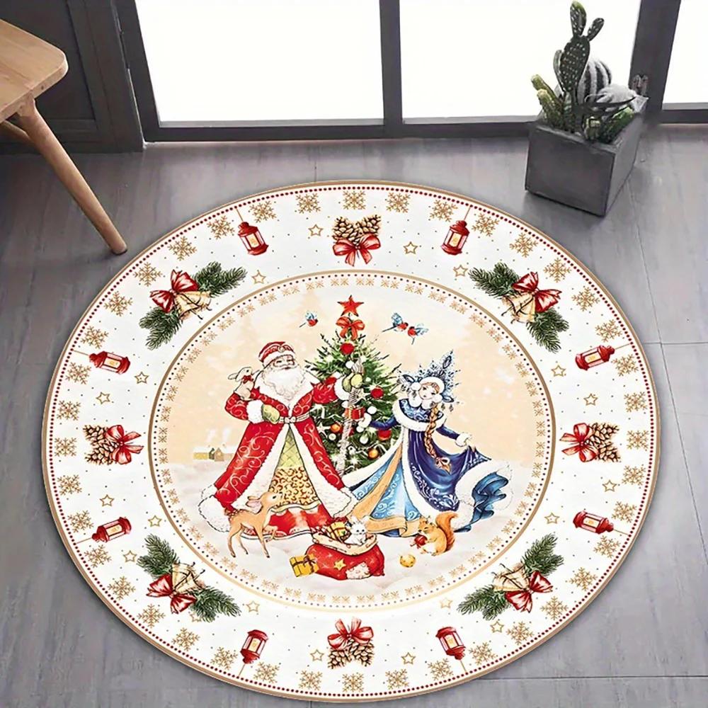Christmas Round Rugs: Santa, Trees, and Merry Decor for Your Home! Bedroom room floor mats New Year home decoration