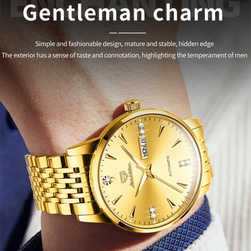 JINSHIDUN New Business and Leisure Men's Watch Mechanical Watch Diamond Double Calendar High-end Watch