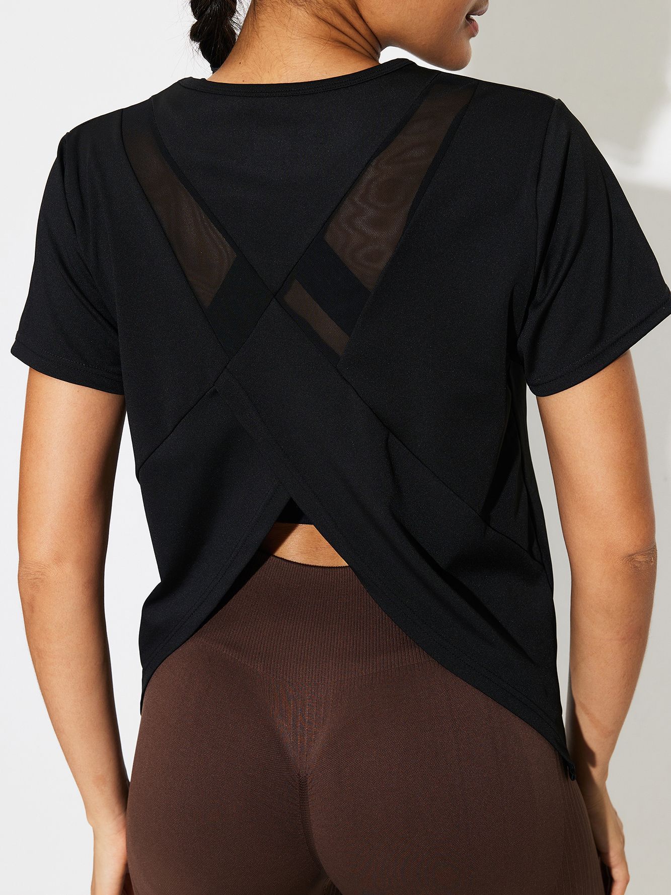 JYL Sportswear Mesh Cross Back Short Sleeve Fitness Top L бездна
