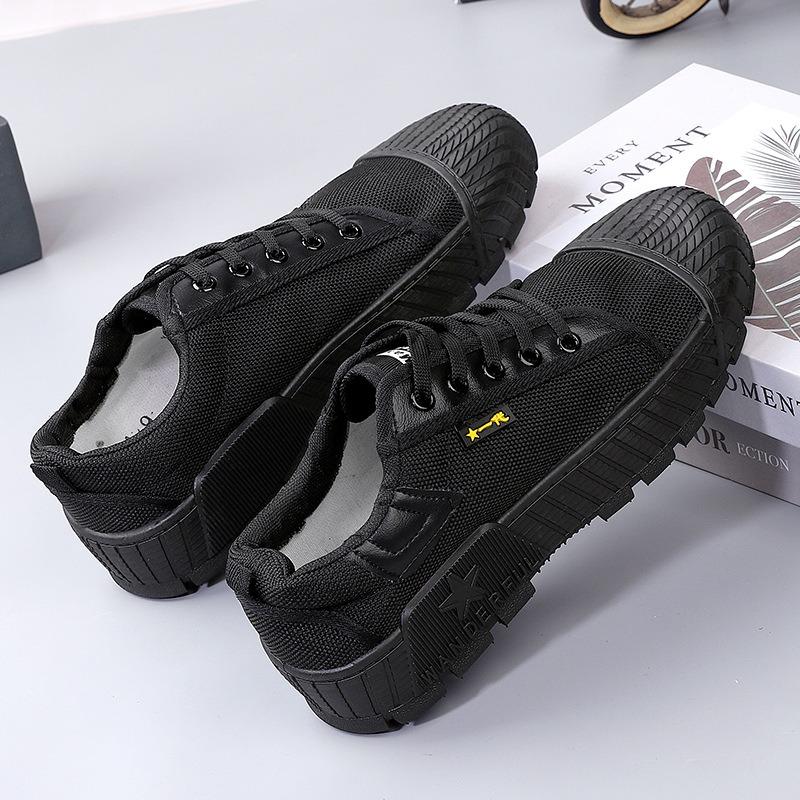 Plastic Sole Labor Insurance Shoes, Construction Site Training Canvas Shoes, Outdoor Farmland Camouflage Military Training Shoes