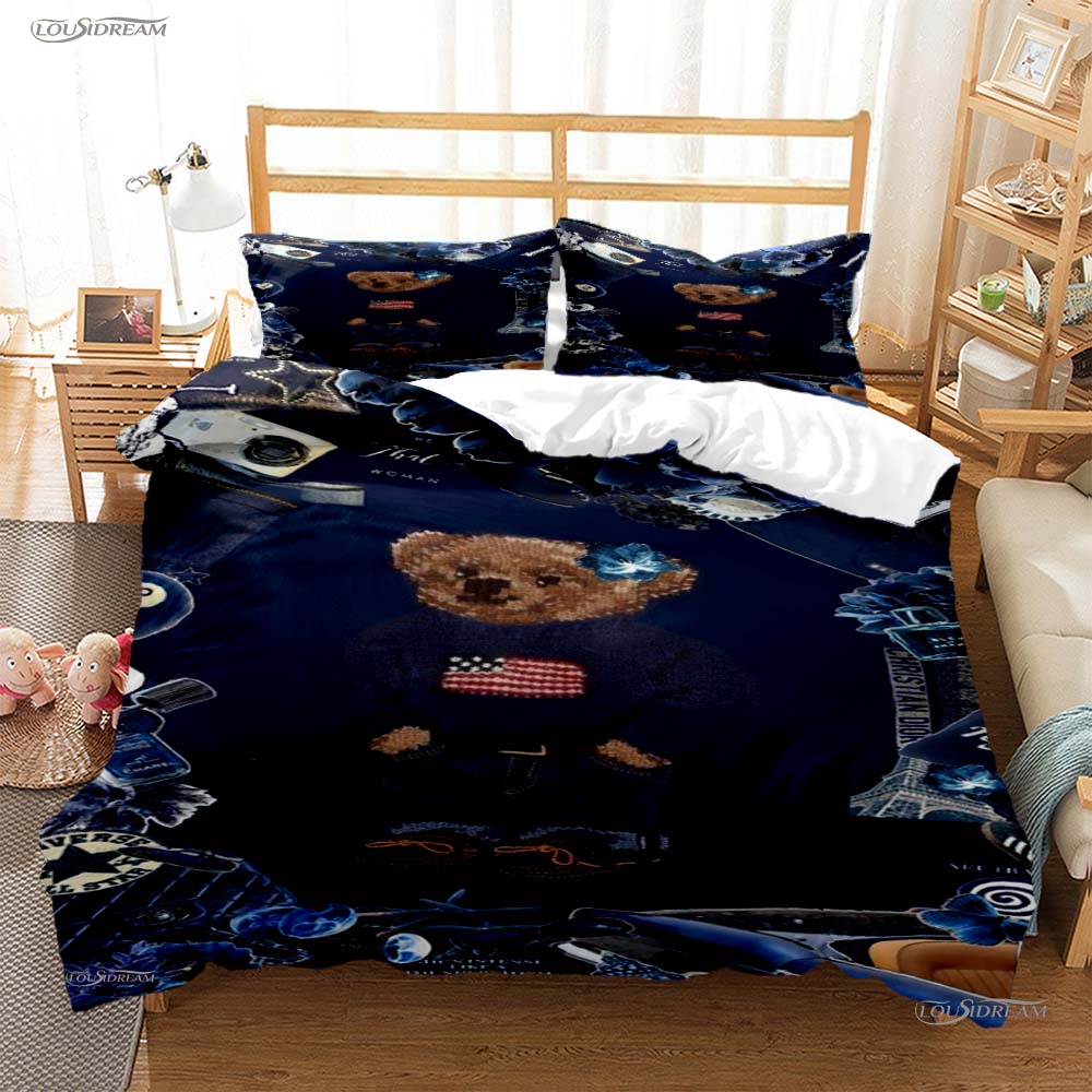Fashion Bear Casal All Season Duvet Cover Comforter Bedding Set Soft Quilt Cover and Pillowcases Teens Single/Double/Queen/King