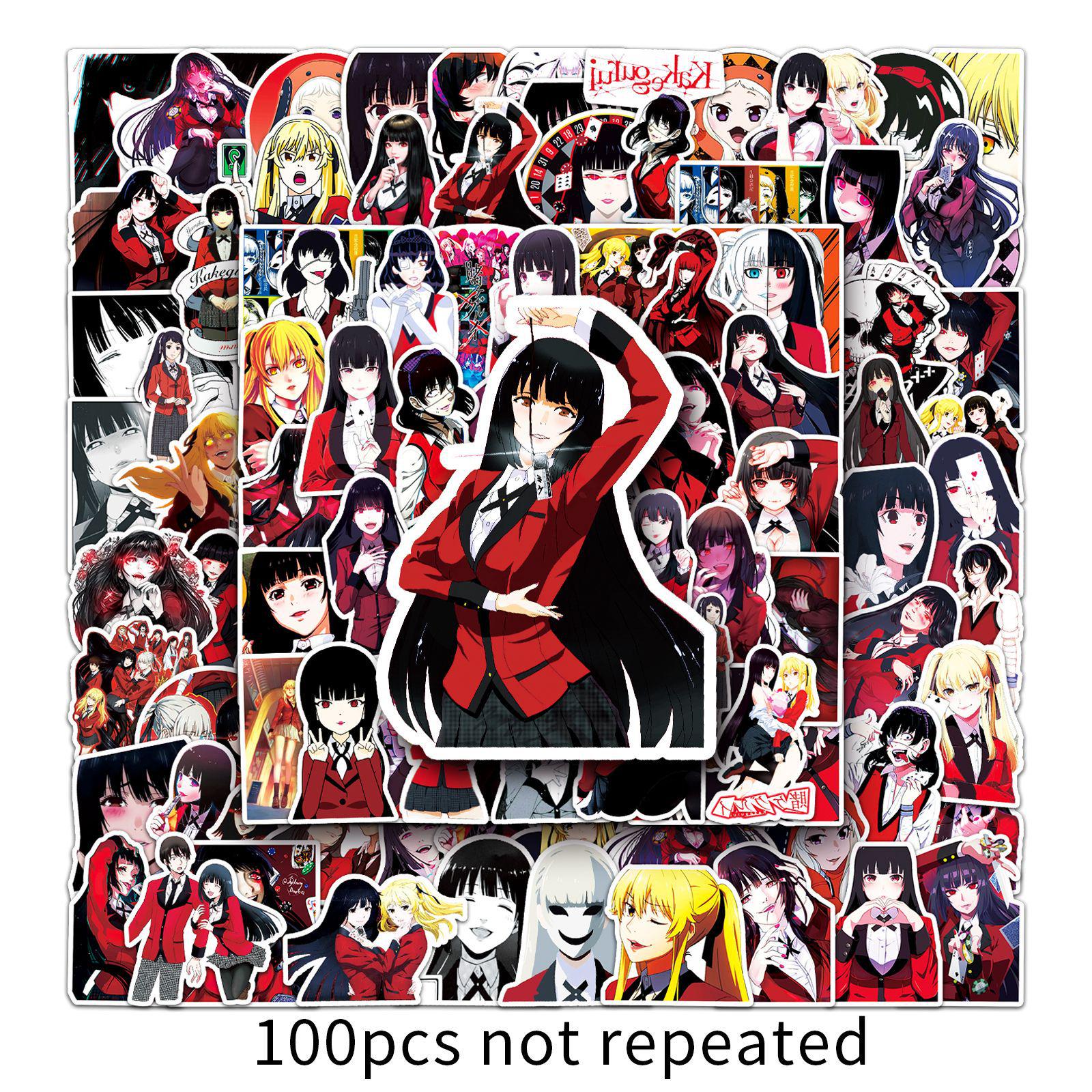 100 Japanese Anime Kakegurui Stickers: DIY Graffiti for Suitcases, Laptops, Cars, and More