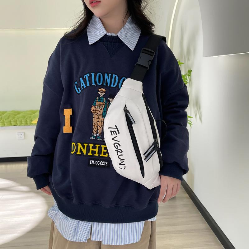Unisex Fanny Pack Fashion Shoulder Bag Creative Letter Breast Bag Japanese Casual Messenger Bag
